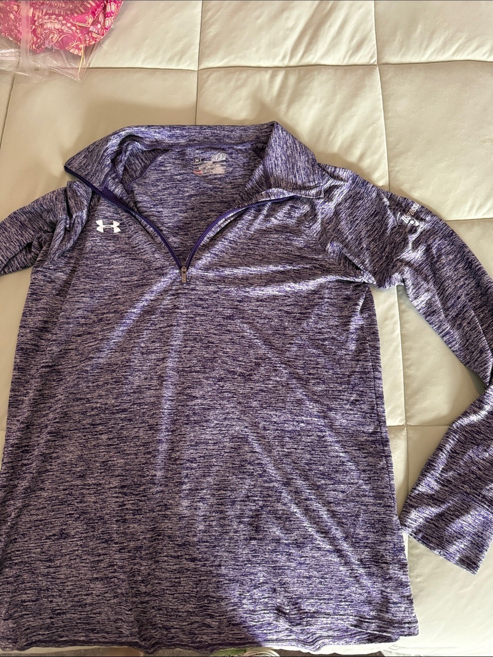 #0286 - Under Armour Purple Heather Quarter-Zip Performance Top - medium